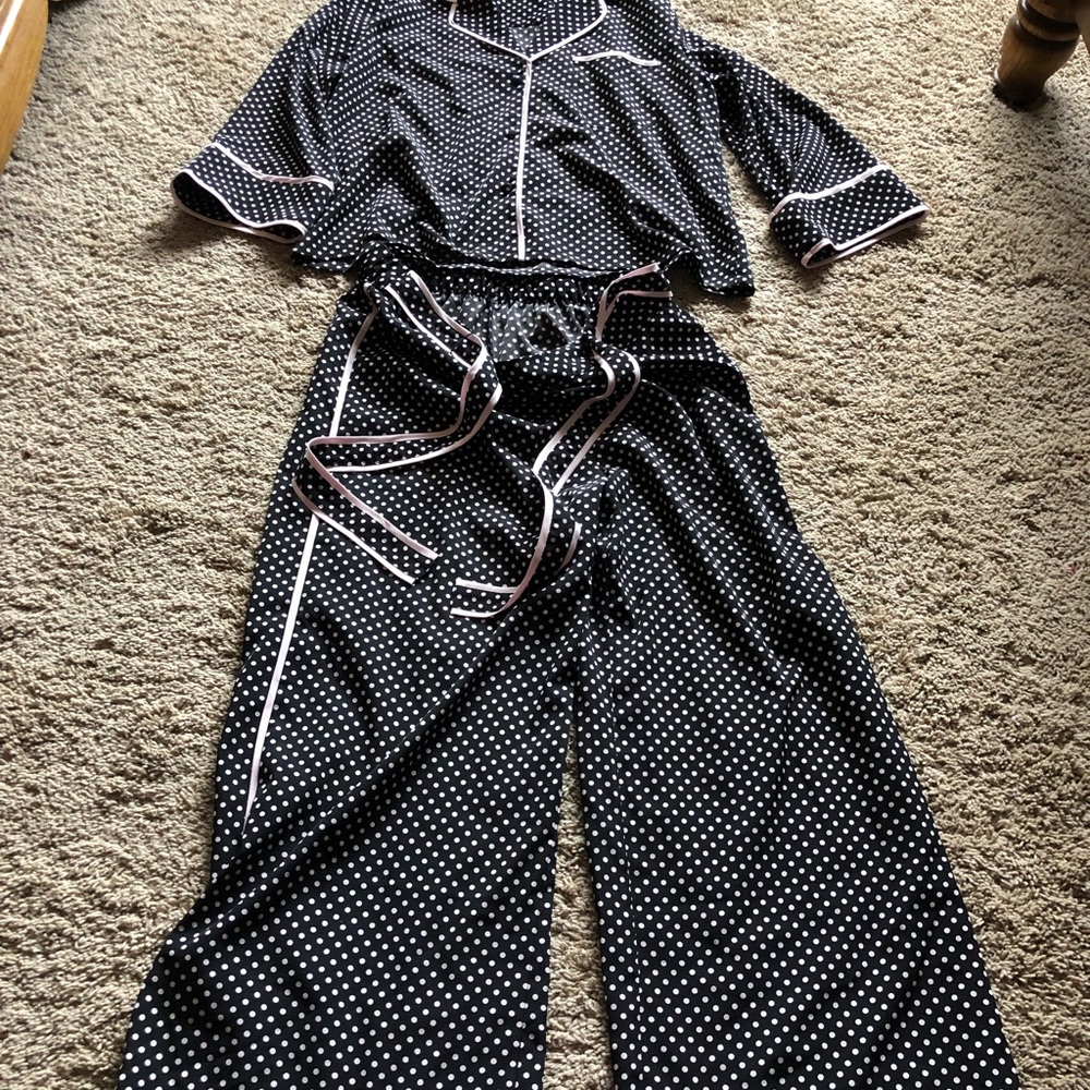 Kate spade pink dots  black  pajama set shirts+ pants